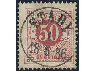 Sweden, Sverige, Sverige, Sverige. Facit 36h used, 50 öre carmine-rose on calendered …