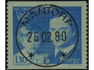 Sweden. Facit 1118A used , 1980 Succession 1.30 Kr blue. EXCELLENT cancellation MANTORP …