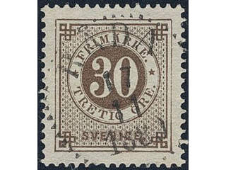 Sweden. Facit 47 used , 30 öre brown. Superb cancellation RÅDA 17.11.1889.
