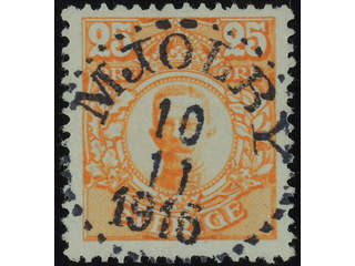 Sweden. Facit 86 used , 25 öre orange. EXCELLENT cancellation MJÖLBY 10.11.1916. …
