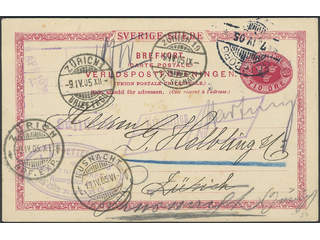 Sweden. Postal stationery, single postcard Facit bKe13 , Postcard 10 öre sent from …