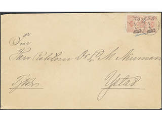 Sweden. Official Facit Tj18 , 20 öre on cover sent from LUND 1.4.1892 to Ystad. Small …