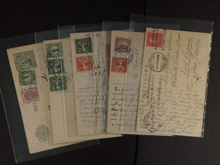 Sweden. Collection covers Oscar II–coil stamps. Ten postcards sent to USA, all with …