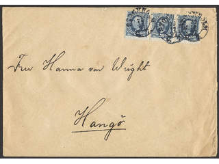Sweden. Facit 56 cover, 3×20 öre on 3-fold cover sent from STOCKHOLM 29.12.1897 to HANGÖ …