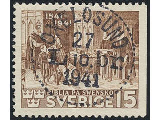 Sweden. Facit 328B used , 1941 Bible Jubilee 15 öre brown, perf at three sides. …