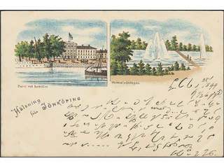 Sweden. Postcard Facit 52 , Gruss Aus. Jönköping, "Hälsning från", used card sent from …