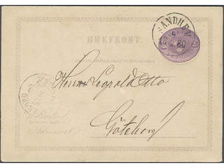 Sweden. Postal stationery, Single postcard, Facit bKe2CI vII, Postcard 6 öre with double …