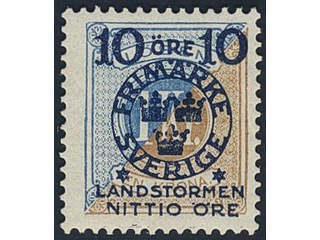 Sweden. Facit 124 ★, 1916 Landstorm II 10+NITTIO / 1 Kr. SEK 1200