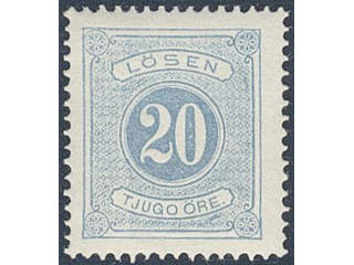 Sweden. Postage due Facit L6 ★ , 20 öre blue, perf 14. Fresh copy. SEK 650