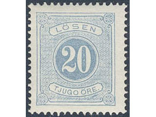 Sweden. Postage due Facit L6 ★ , 20 öre blue, perf 14. Fresh copy. SEK 650