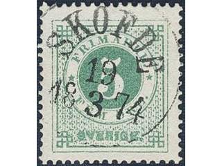 Sweden. Facit 19c used , 5 öre emerald green. EXCELLENT cancellation SKÖFDE 19.3.1874.