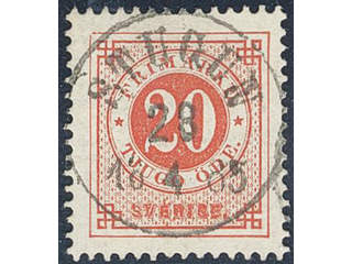 Sweden. Facit 33e used , 20 öre orange-red. EXCELLENT cancellation STUGUN 28.4.1885. One …