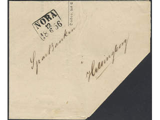 Sweden. T county. NORA 12.6.1856, rectangular postmark. Type 5 on beautiful letter sent …