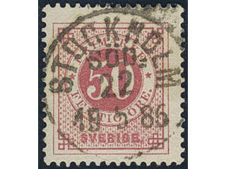 Sweden, Sverige, Sverige, Sverige. Facit 36h used, 50 öre carmine-rose on calendered …