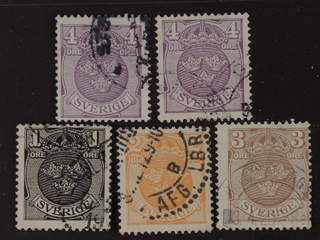 Sweden. Used 1911–19. Lilla Riksvapnet F 71–74cx + 74cxz. Fine quality. F SEK 1.450 (5)