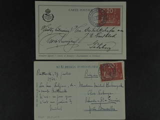 Sweden. Facit 199 cover , 20 öre on two postcards, whereof one sent to Belgium (slightly …