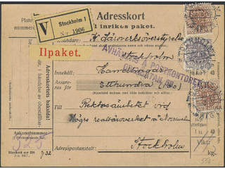 Sweden. Official Facit Tj52, 53 on cover, 2x30+35 öre on address card for urgent insured …