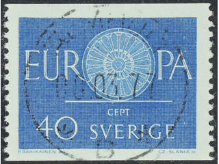 Sweden. Facit 517 used , 1960 Europa CEPT 40 öre blue. EXCELLENT cancellation 08.03.77.