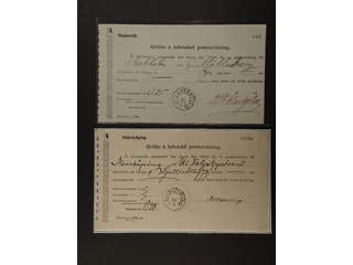 Sweden. Postal document. (Blankett n:r 139.) November 1872 and Mars 1878, respectively. …