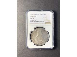 Malta Emmanuel de Rohan (1775-1797) 2 scudi 1796, XF-UNC, NGC AU58