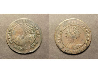Honduras 4 reales 1855 TG HOND, F-VF some corrosion Ex. Richard Stuart