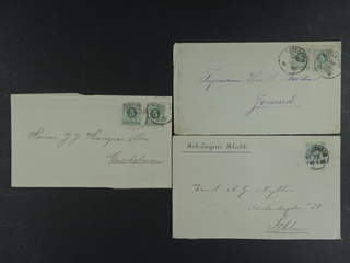 Sweden. Facit 30 cover , 5 öre on three local covers and 2×5 öre on two inland covers, …