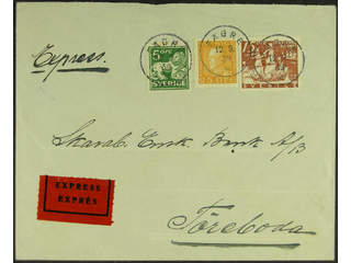 Sweden. Facit 143A, 181, 262 cover , 5+15+25 öre on special delivery from FÄGRE 12.3.39 …