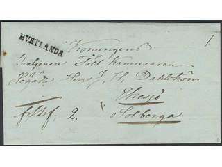 Sweden. F county. HVETLANDA, straight postmark. 2-fold cover sent to Eksjö. Postal: 1000:-