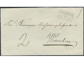 Sweden. T county. ASKERSUND 26.6.1851, rectangular postmark. Type 2 on 2-fold cover sent …