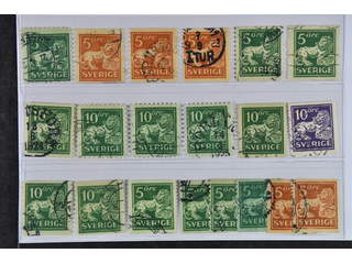 Sweden. Used 1920–34. Standing Lion. All different, e.g. F 140Ccx, 141bz, 142Abz+Ed, …