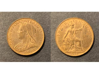 Storbritannien Queen Victoria (1837-1901) 1 farthing 1895, UNC mycket röd lyster