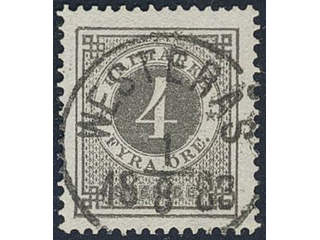 Sweden. Facit 29b used , 4 öre grey-light grey. EXCELLENT cancellation WESTERÅS 1.8.1883.