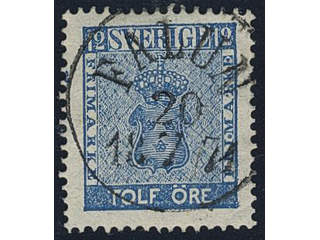 Sweden. Facit 9d3 used , 12 öre light blue, perforation of 1865. EXCELLENT cancellation …