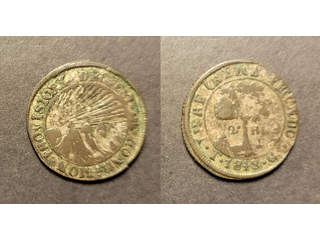 Honduras 2 reales 1848 TG CREZCA, F Ex. Richard Stuart