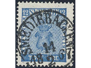 Sweden. Facit 9c3 used , 12 öre blue, perforation of 1865. EXCELLENT cancellation …