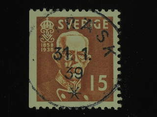 Sweden. Facit 267B used , 1938 80th Birthday of King Gustaf V 15 öre brown, imperf on …