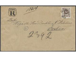 Sweden. Facit 47 cover , 30 öre on beautiful registered cover sent from MJÖLBY 27.2.1888 …