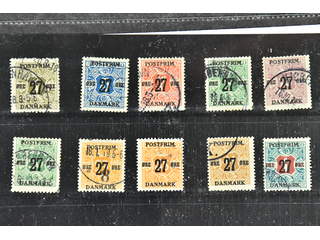 Denmark. Facit 184–93 used , 1918 Surcharge on Newspaper stamps SET watermark cross …