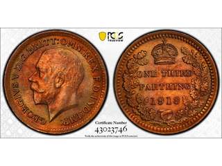 Storbritannien George V (1910-1936) 1/3 farthing 1914, UNC PCGS MS64RB