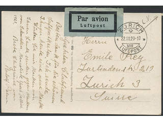 Sweden. Air mail cover Facit 189 , 40 öre, single usage, on air mail postcard sent from …