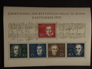 Germany GFR (BRD). Michel 315–19 ★★ , 1959 Beethoven Hall souvenir sheet 2, ten copies. …