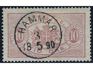 Sweden. Official Facit Tj16A used , 10 öre red, perf 13, type I. EXCELLENT cancellation …