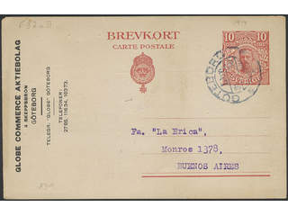 Sweden. Postal stationery, Single postcard, Facit bKe20, Postcard 10 öre sent from …