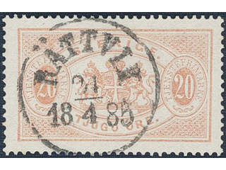 Sweden. Official Facit Tj18 used, 20 öre red, perf 13. EXCELLENT cancellation RÄTTVIK …