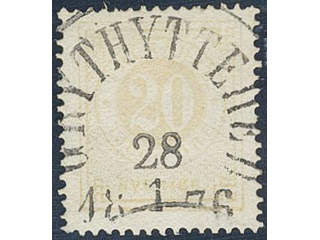 Sweden. Facit 22f used , 20 öre pale orange. EXCELLENT cancellation GRYTHYTTEHED …