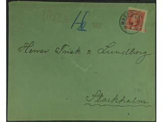 Sweden. Facit 54 cover , 10 öre on insufficiently prepaid 2-fold cover sent from …