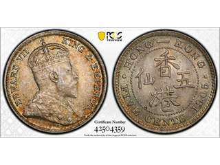 Hongkong Edward VII (1901-1910) 5 cents 1905, UNC, PCGS MS64