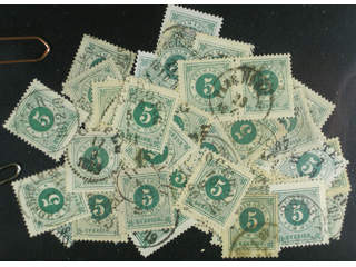 Sweden. Facit 43 used , 5 öre green, one hundred used copies. Shades, varieties, …