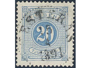 Sweden. Postage due Facit L16d used , 20 öre ultramarinish blue, perf 13. EXCELLENT …
