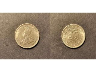 Ceylon George V (1910-1936) 25 cents 1922, AU/UNC